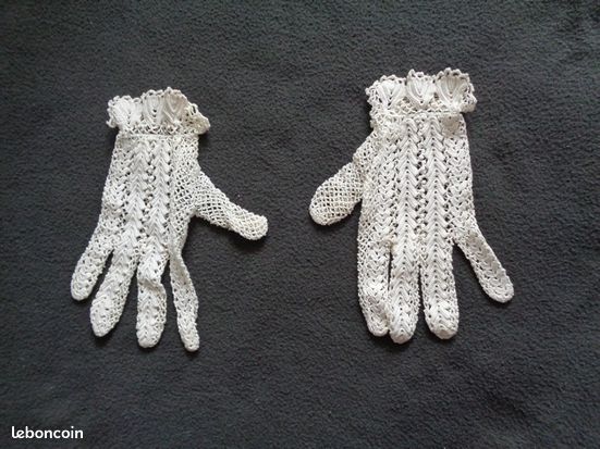 Gants Anciens Ets Neyret Paris - Taille 7 Beige - Occasion Vintage