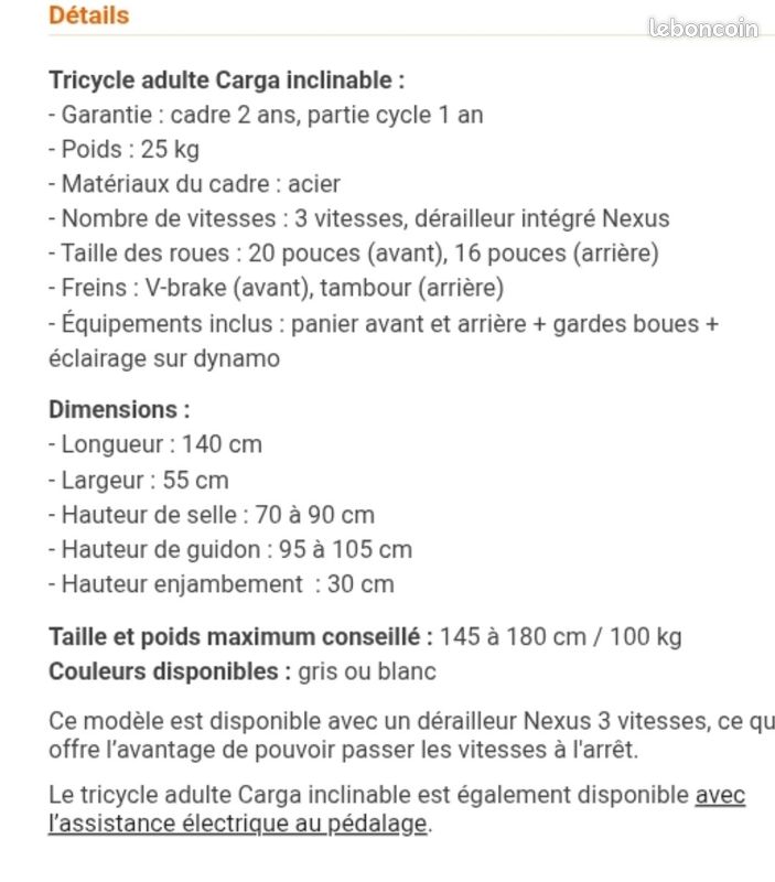 Vends tricycle adulte carga Orbita (image 4)