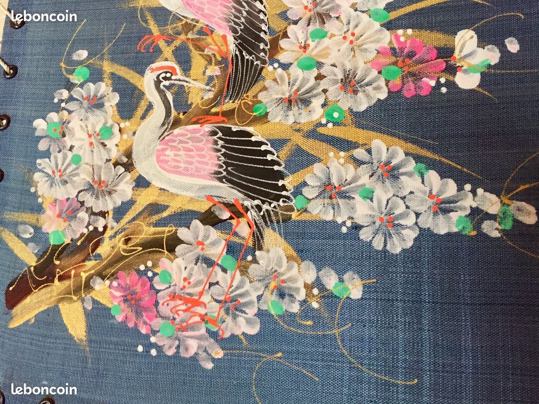 PEINTURE SUR SOIE JAPONAISE Signée Oiseaux et Fleurs Tableau Japon EUR 29,00 - FR
