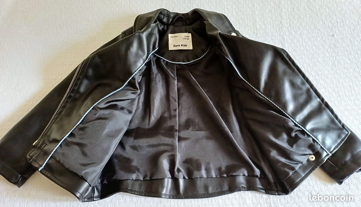 Veste Simili Cuir ZARA KIDS Pour 4-5 Ans (110 Cm) - Noir, En Très Bon état D'occasion