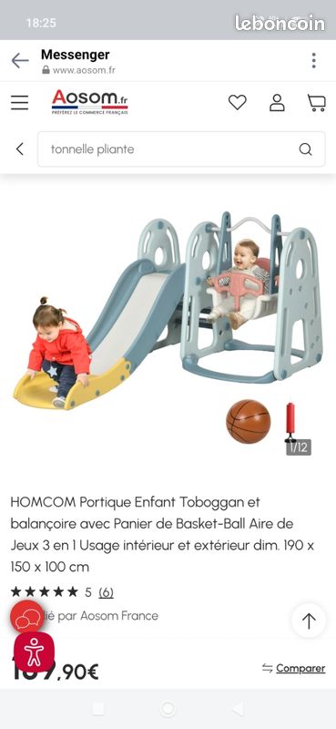 Portique enfant toboggan et balançoire Homcom - Jeux & Jouets
