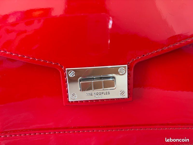 ❤️ The Kooples – Sac bandoulière en cuir verni rouge – État neuf (image 3)
