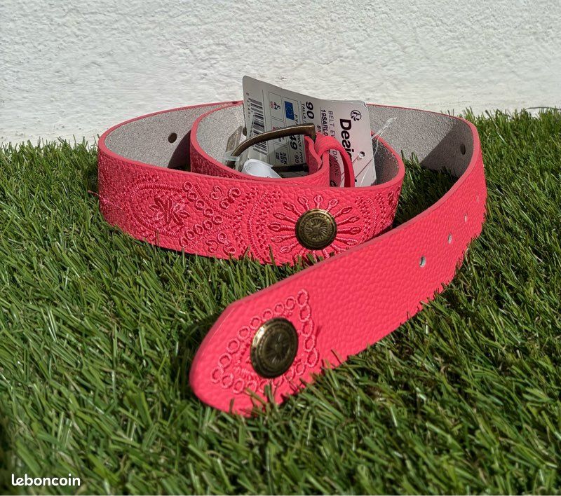 Ceinture Desigual femme rose corail et broderies ton sur ton taille 85 neuf (image 4)