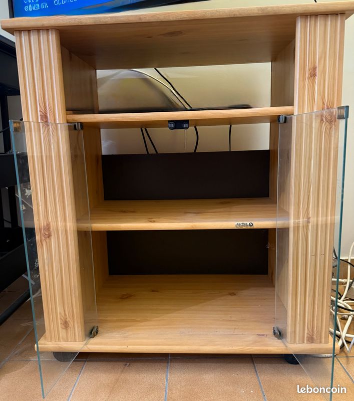 Meuble TV à roulettes en pin P 41,5 L 67,5 H76 cm (image 2)