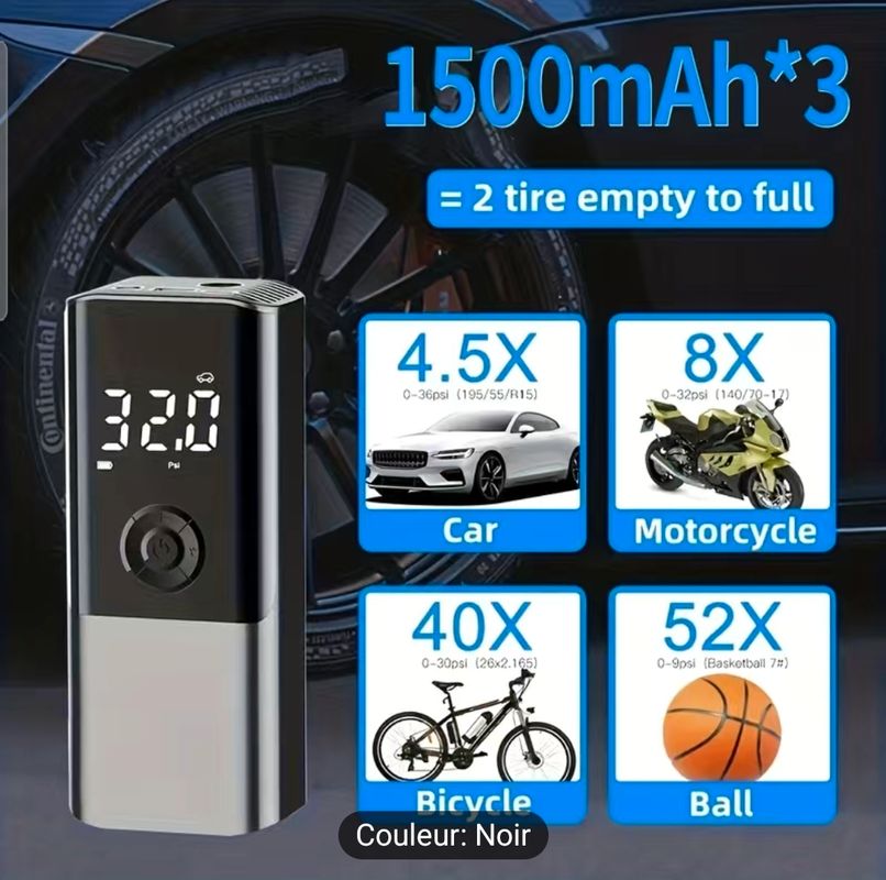 Compresseur d'air de vélo 150 psi sans fil - Gonfleur de pneu