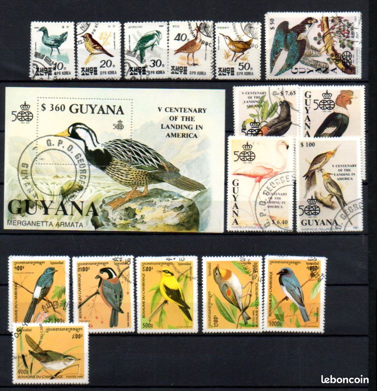 les oiseaux un lot de 15 timbres oblitérés /TE5535