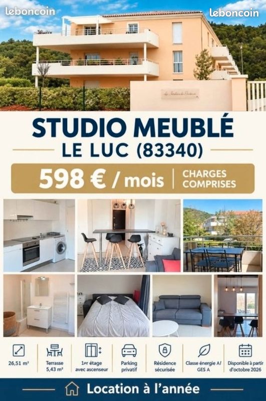 Appartement 1 pièce 26 m² · au Luc · 26 m² · 598 €/mois