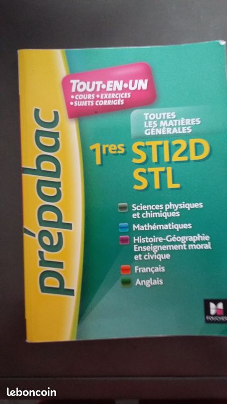 Prépabac 1ères STI2D, STL toutes matières Générales (image 1)
