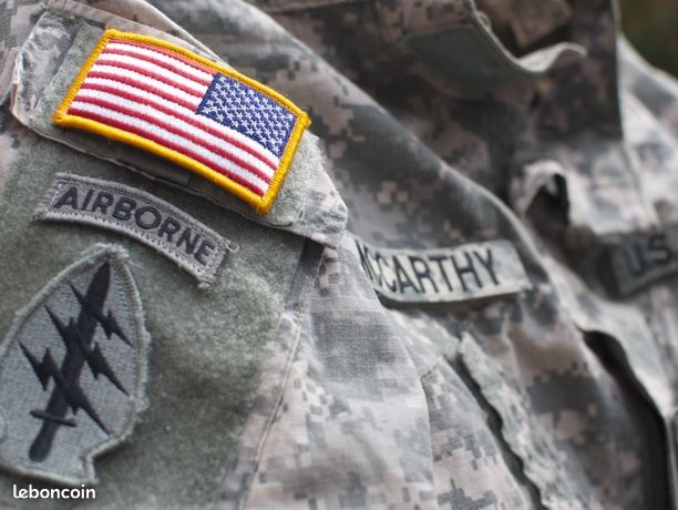 Patch Brodé Drapeau USA Camouflage Noir Akachafactory - 7x4,5 Cm, Thermocollant, Polyester