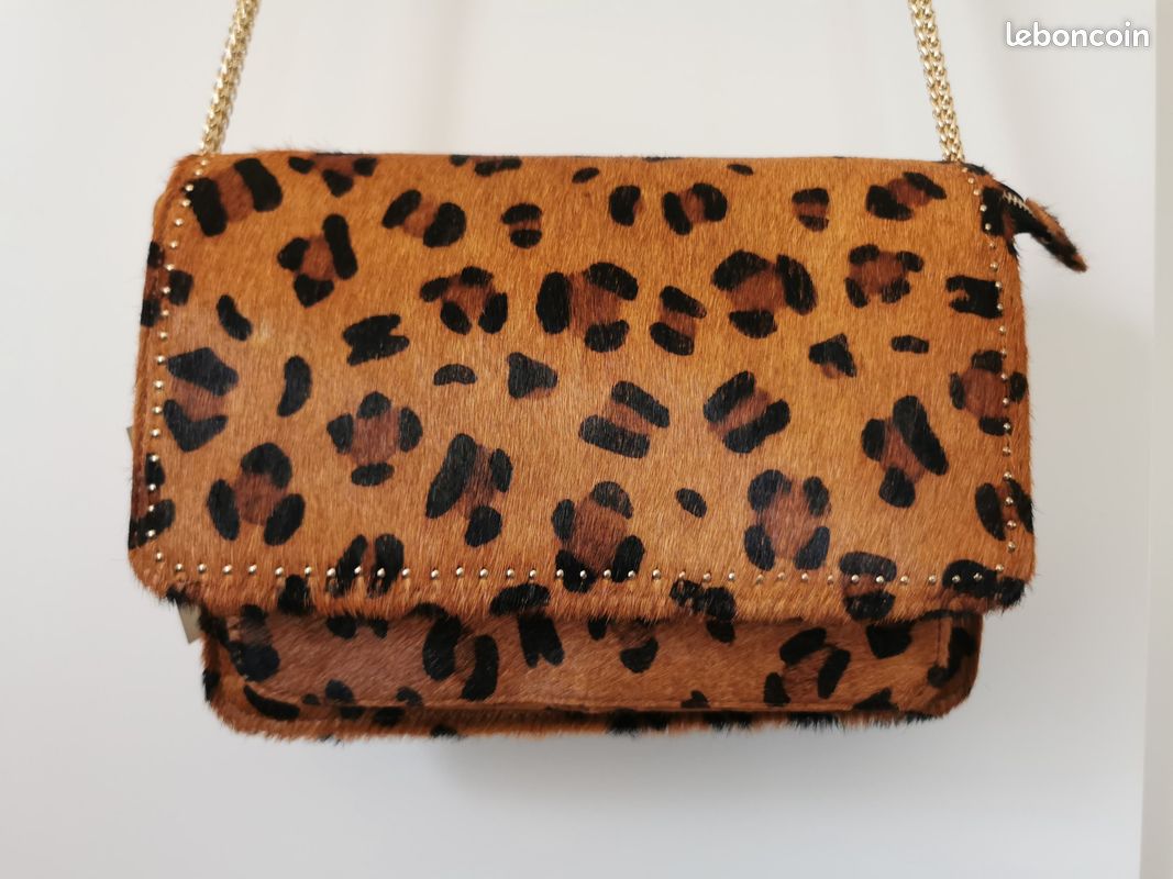 Sac à Main CO. Leopard Print - Matériel Doré, Style Poney Box - Neuf Avec étiquettes