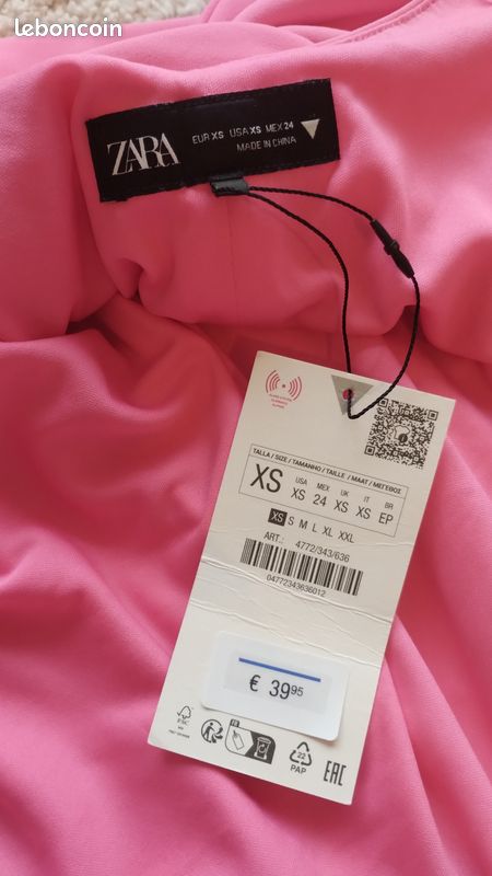 Robe longue Zara rose fuchsia dos nu – Coupe moulante – XS – Neuve (image 6)