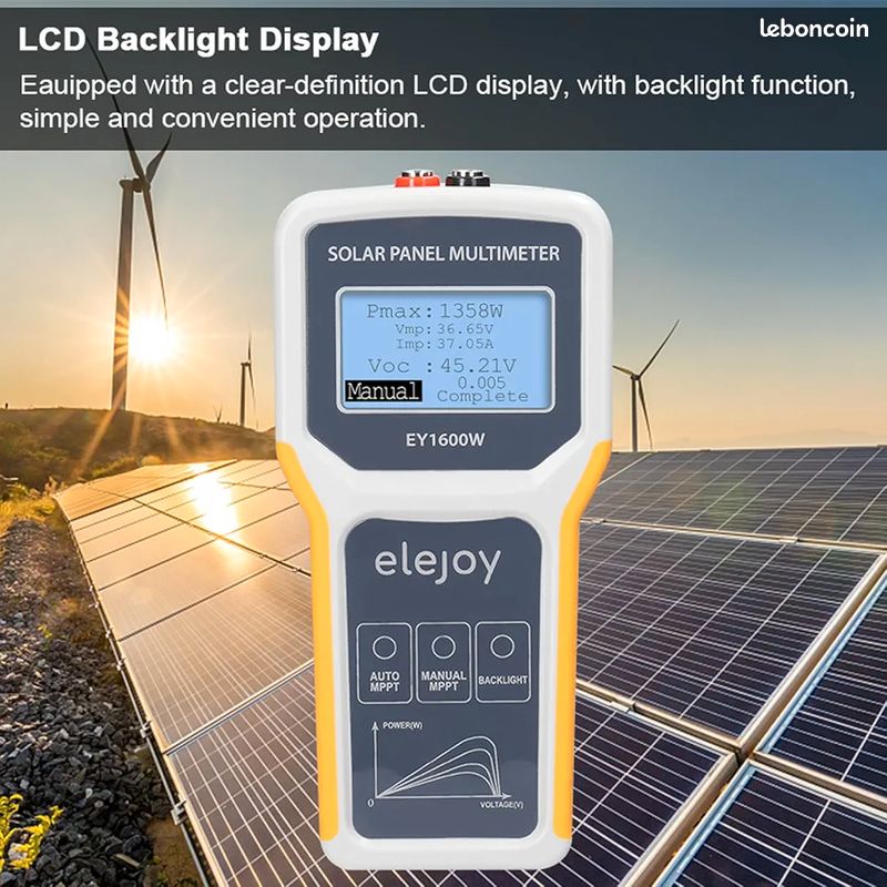 Multimètre Panneau Solaire EY1600W - Testeur MPPT Tension Courant Puissance PV