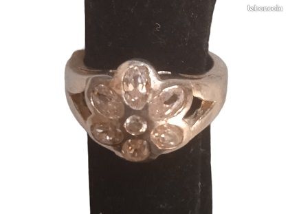 Bague en argent en provenance de l’Inde ornée de plusieurs petites pierres quartz rose (image 1)