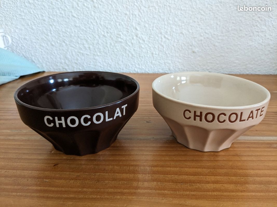 Lot deux Bols Chocolat à Facettes (image 1)