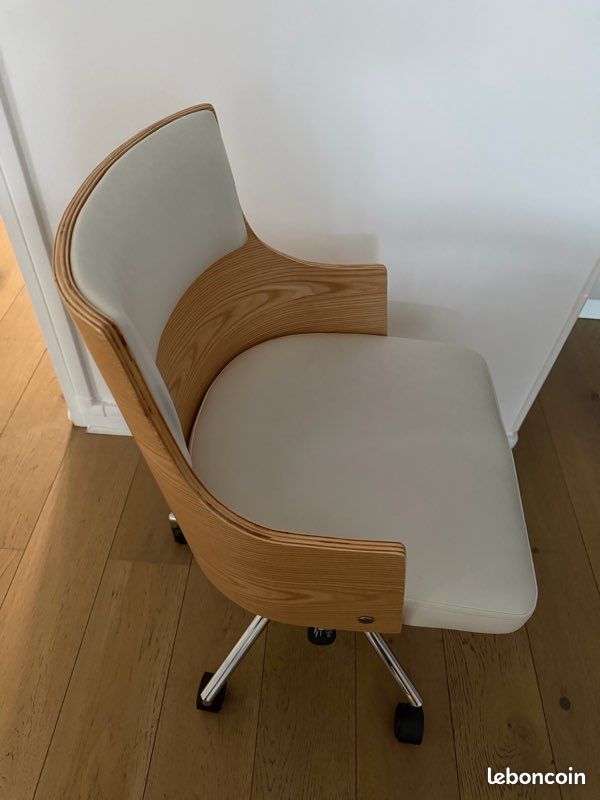 Chaise Bureau Miliboo bois et blanc (image 2)