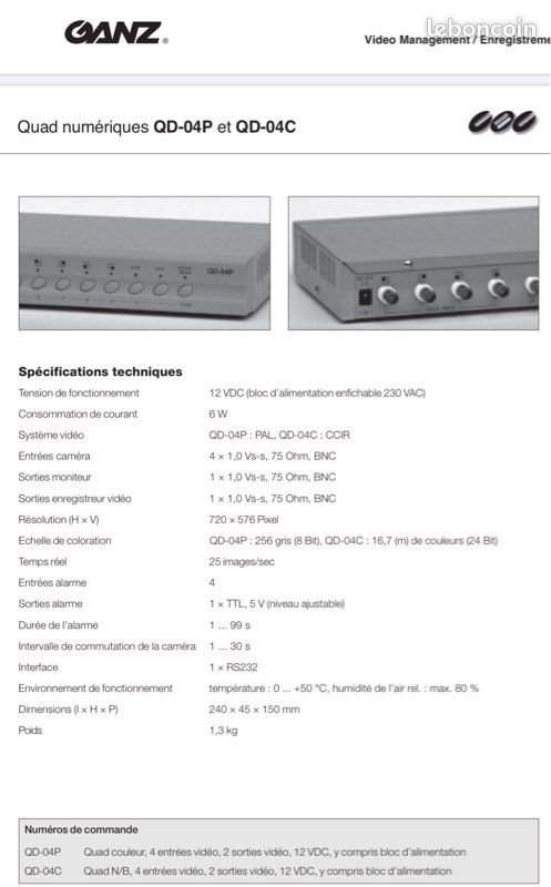 Quad vidéo QD-04P couleur (image 1)