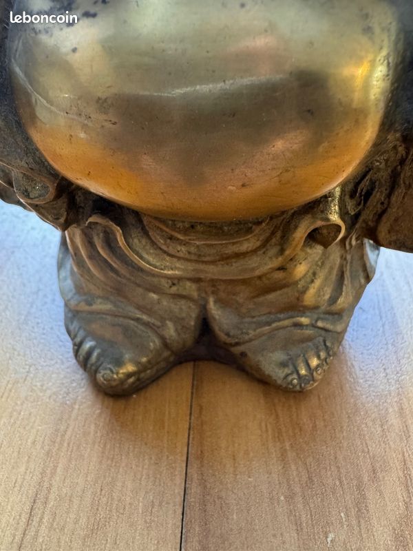 Statue Bouddha rieur laiton dore artisanat asiatique decoration zen collection (image 5)