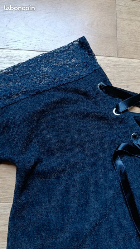 Pull à dentelle noir t 38 40 com NEUF (image 5)