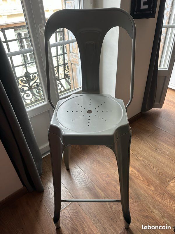 Lot de 4 Tabourets de bar en acier gris clair (image 2)