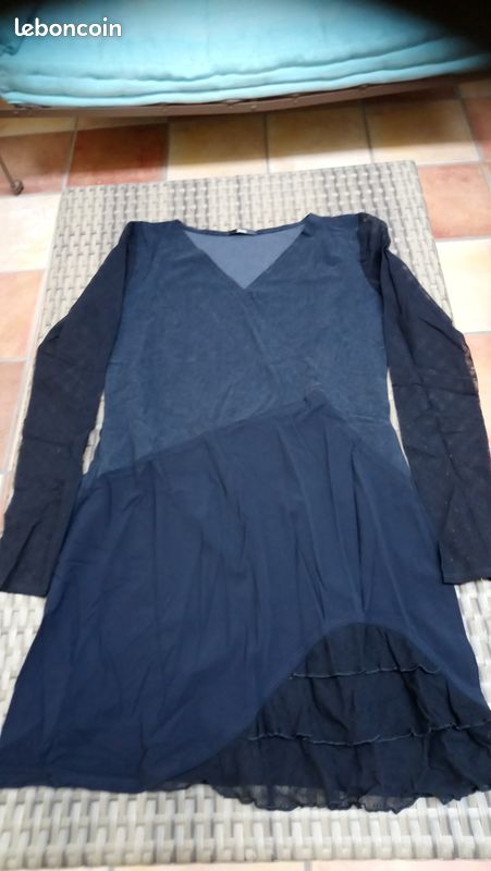 Tunique noire, viscose/voile, taille 40 (image 1)