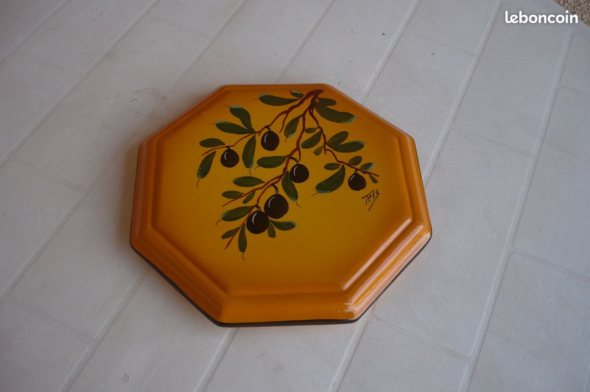 VINTAGE - Dessous de plat octogonal décor olives - Tess - TBE (image 4)