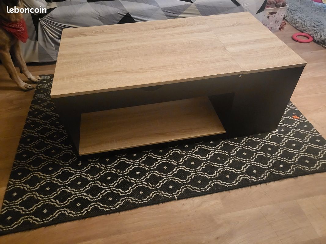 Table basse beige et marron (image 3)