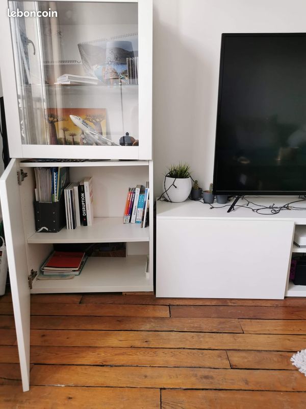 Rangement TV / vitrine blanc - Très bon état (image 3)
