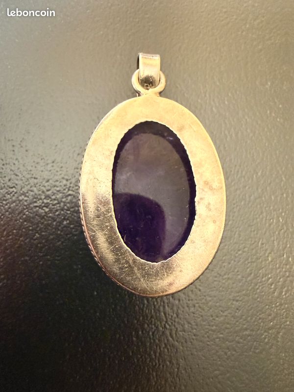 Pendentif Améthyste Et Grenat Monture Argent 925 - Imposant Et Magnifique - Neuf Sans Emballage