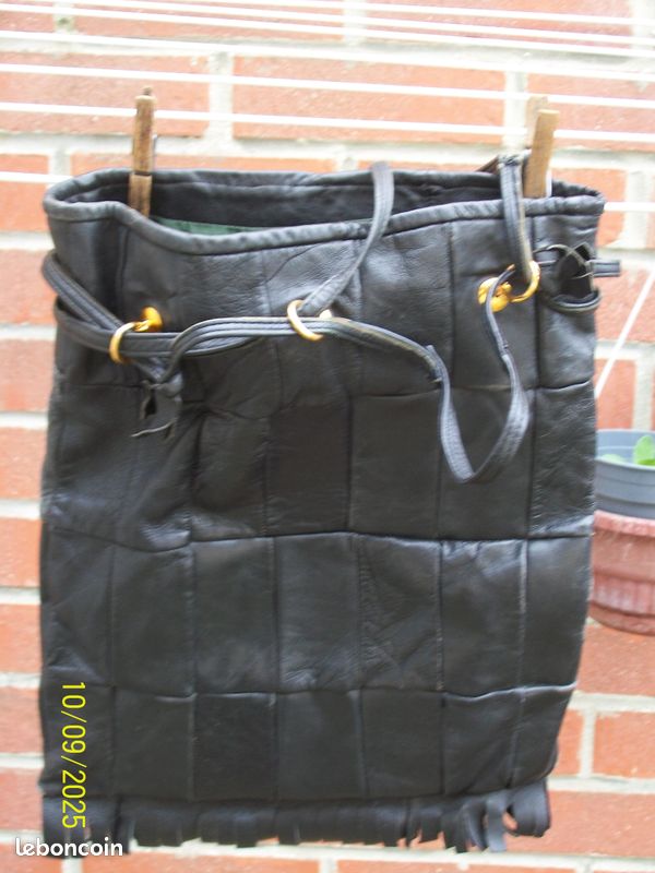 Sac Cuir Vintage des Années 1968 Franges int Doublé (image 6)