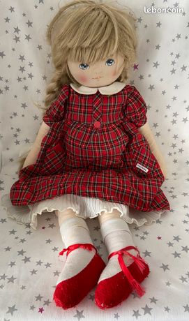 ANCIENNE PETITE POUPÉE chiffon 20,5cm dans boîte d'origine EUR 26,00