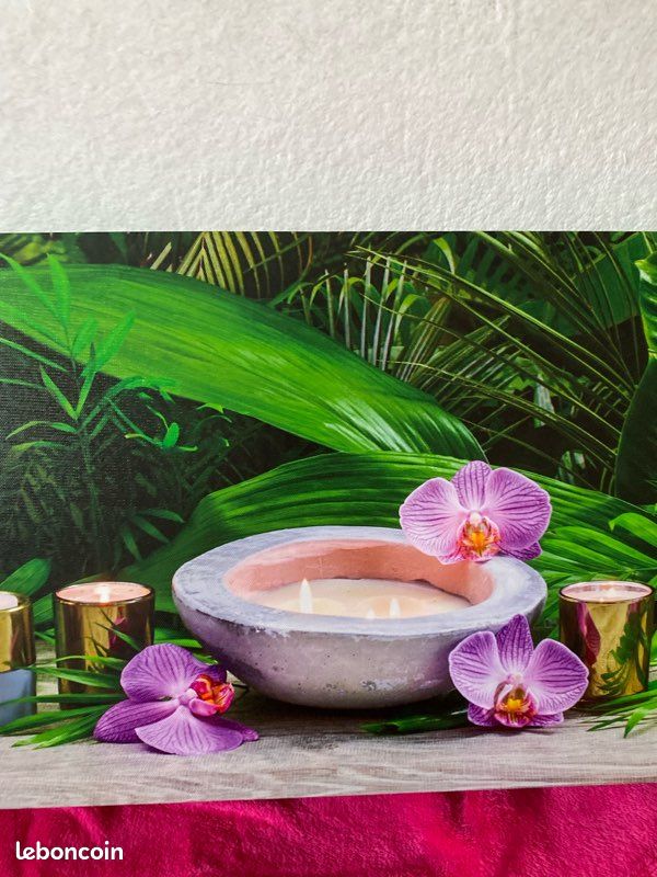 Tableau lumineux zen – Orchidées & bougies – 90 x 30 cm (image 3)