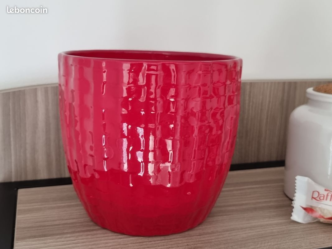 Cache-pot 16cm céramique rouge (image 5)