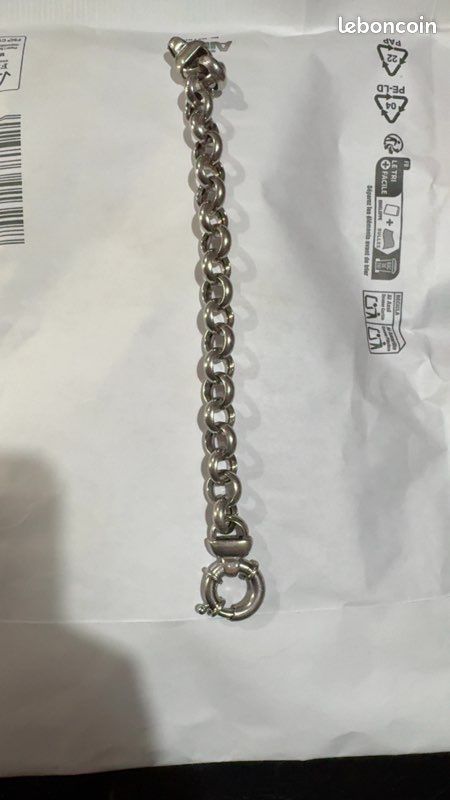 Bracelet maille jaseron rhodié argent massif 925/1000 poinçonné bijoux femme (image 5)