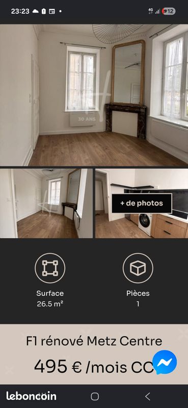 Appartement 1 pièce 27 m² · à Metz · 26,5 m² · 495 €