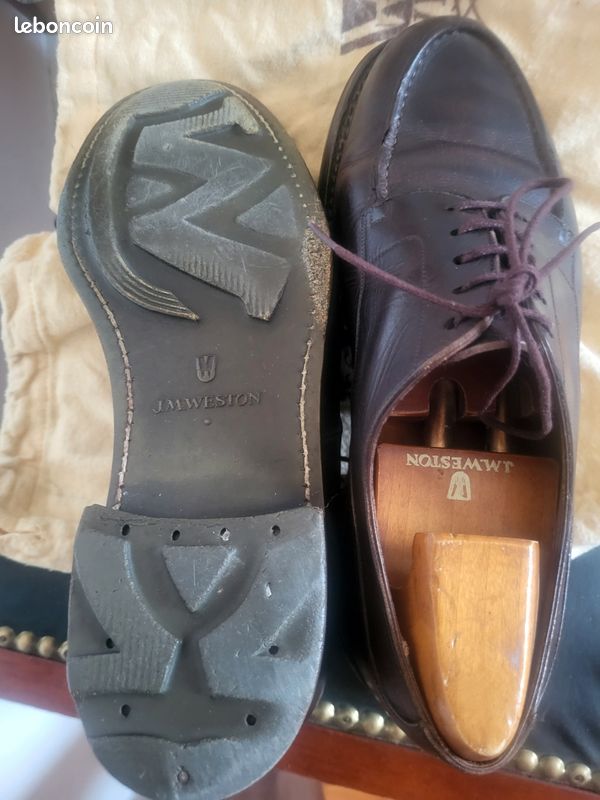 Chaussures Derbies JM Weston Vintage Triple Semelles Cuir - Taille 42 (8 UK), Marron, Occasion