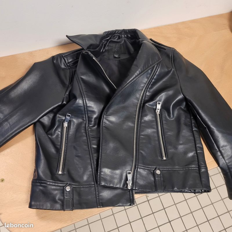 Veste imitation cuir noir fille 140cm (image 6)
