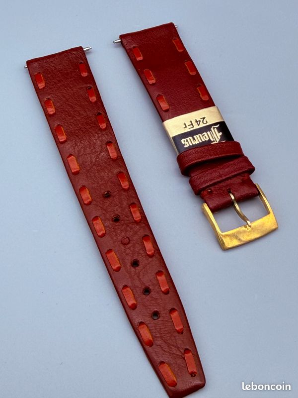 Bracelet De Montre En Cuir De Vachette Rouge Fleurus - Largeur 14 Mm - Neuf Avec étiquettes