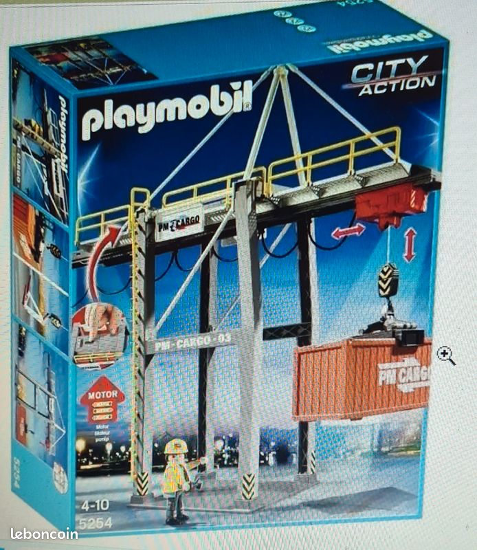 Ensemble playmobile portique électrique à conteneurs et le train porte conteneurs radiotélécommandé (image 1)