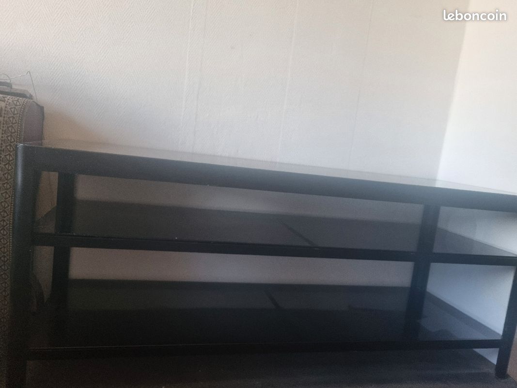 Meuble tv noir en verre (image 2)