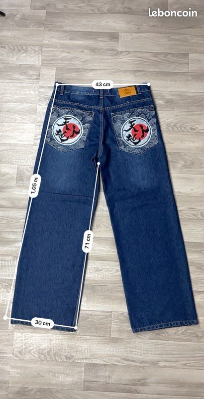 Baggy Jeans Brodé Y2K - Taille M - Neuf Sans étiquettes - Style Streetwear Vintage