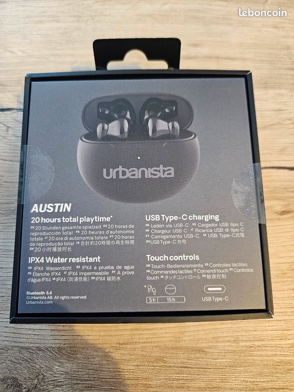 Écouteurs Bluetooth 5.3 Urbanista Austin Gris – 20h Autonomie – IPX4 – Commandes Tactiles – Son Puissant & Appels Clairs