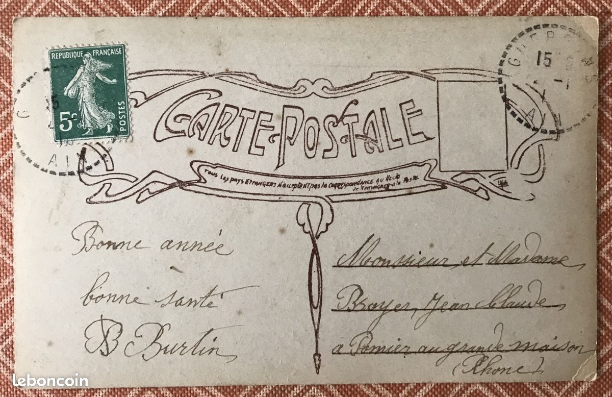 Carte Postale ancienne "Vœux" (image 2)