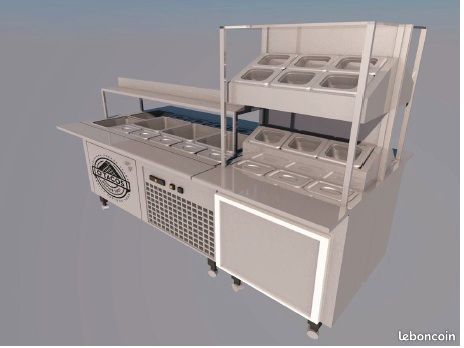 Table de préparation tacos, burgers et sandwichs – Meuble 3-en-1 – Bain-marie, saladette réfrigérée et tranché et plan de travail neutre - pimak (image 5)