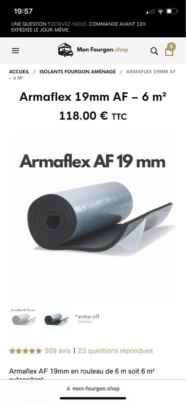 Armaflex 19mm et 10mm - Équipement caravaning