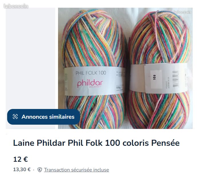 Laine Phildar Falbalas 100 | Lot De 2 Pelotes 40g | Mohair Et Acrylique | Occasion Vert