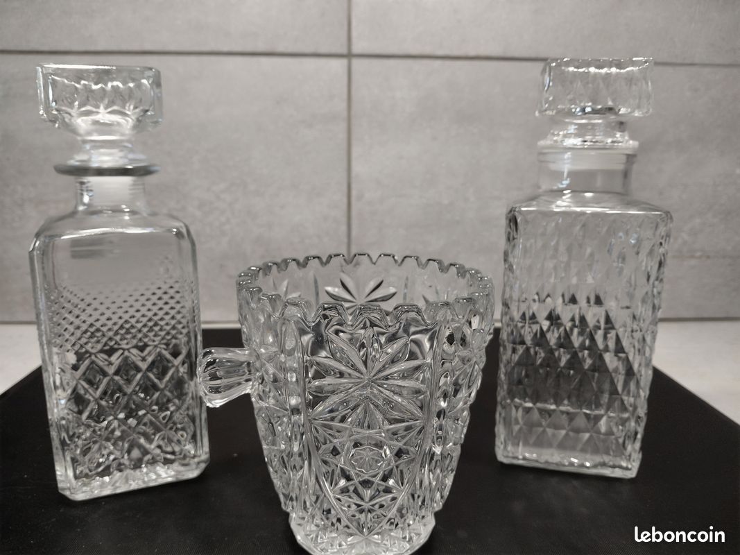 Ensemble whisky vintage – 2 carafes et seau à glace façon cristal (image 3)