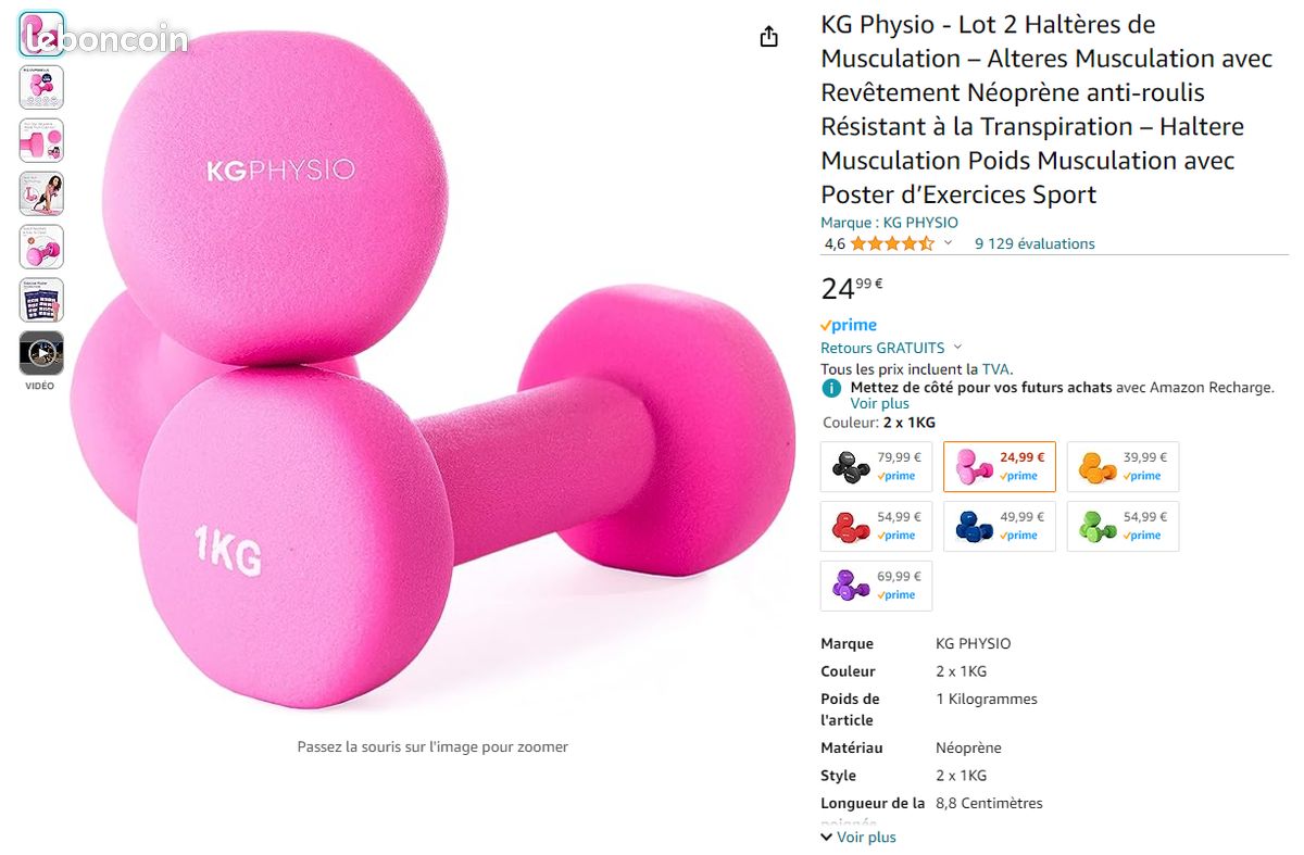Lot de 2 Haltères de Musculation 1kg - Sport & Plein air