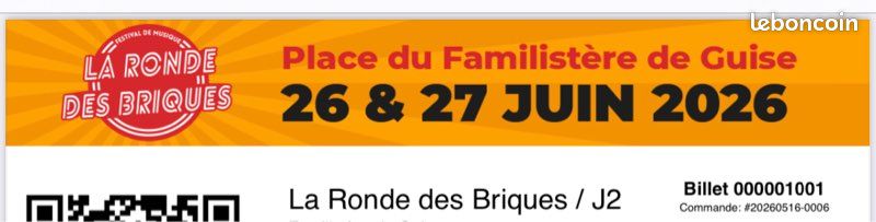 Vends 2 places Rondes des Briques Samedi 27 juin (image 1)