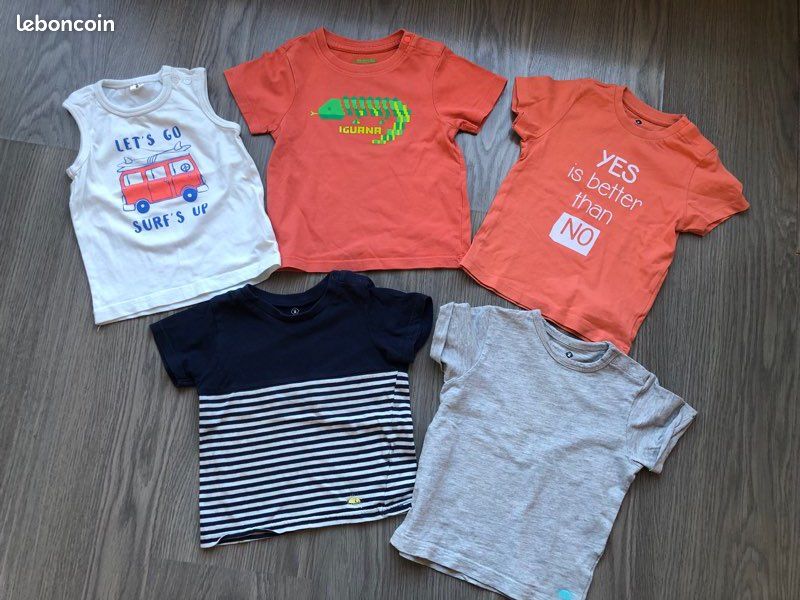 Lot de 4 tee-shirts manches courtes et 1 débardeur 18 mois (image 1)