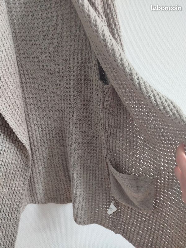 Gilet long laine beige (image 4)